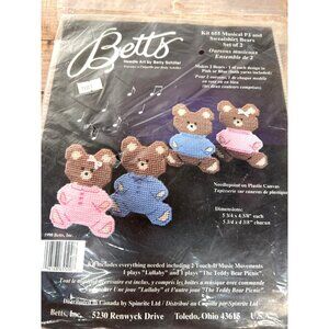 Kit 655 Musical Pj and Sweatshirt Bears Craft Needlepoint Set of 2 Vintage